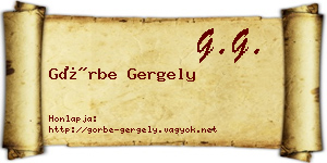 Görbe Gergely névjegykártya